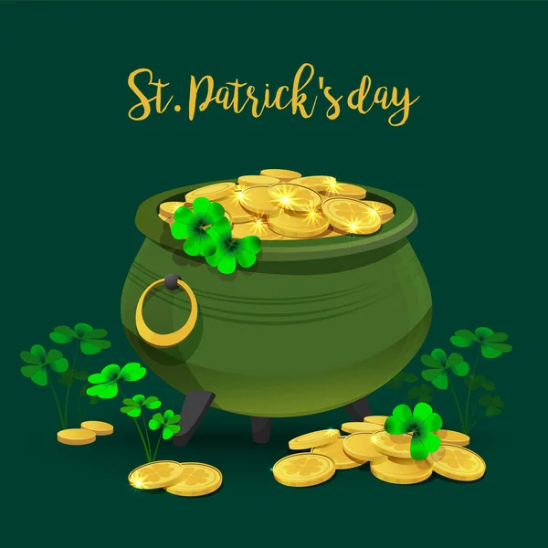 Ευτυχισμένη Ημέρα Του Αγίου Πατρικίου Ιρλανδική Εικόνα Διακοπών Ξωτικό Χρυσό — Διανυσματικό Αρχείο