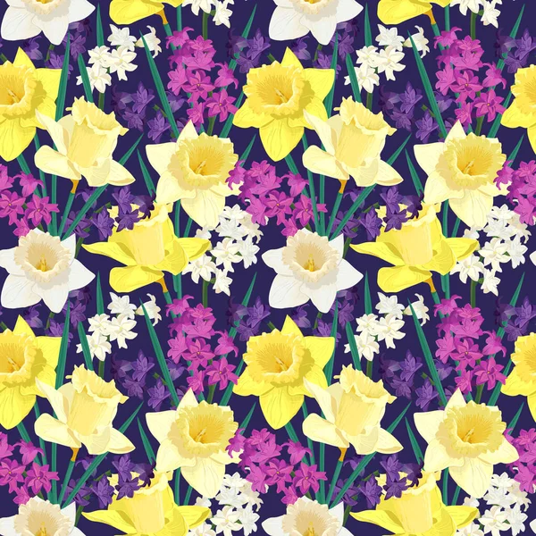 Flores Primavera Fundo Roxo — Vetor de Stock