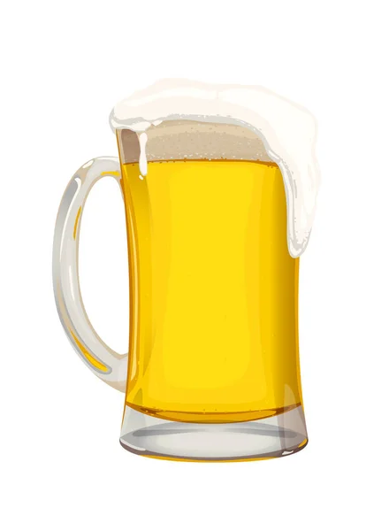 ガラス製のマグカップに白い泡のビール オクトーバーフェストのためのベクターイラスト クラフトビール醸造所またはバーメニューのデザインの要素 — ストックベクタ