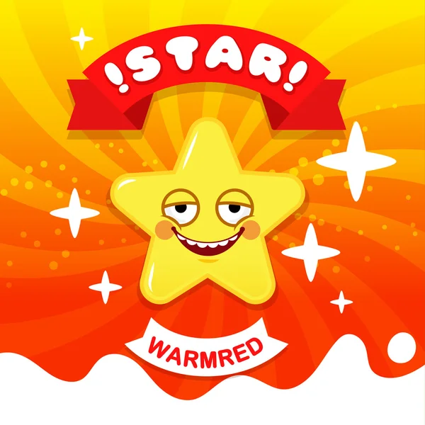 Fun Cartoon Crazy Yellow Star на красочном фоне Vector Illustration — стоковый вектор