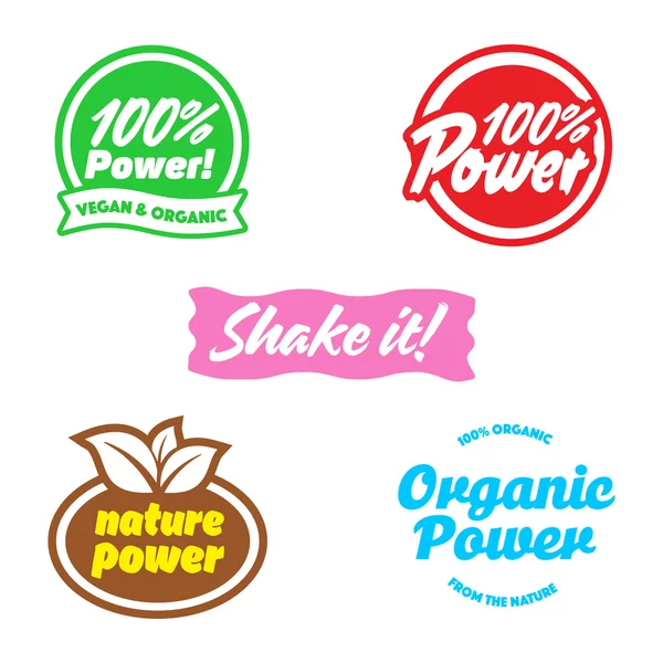 Wektor wzór elementy naklejki z Logo zdrowy sok lub żywności — Wektor stockowy