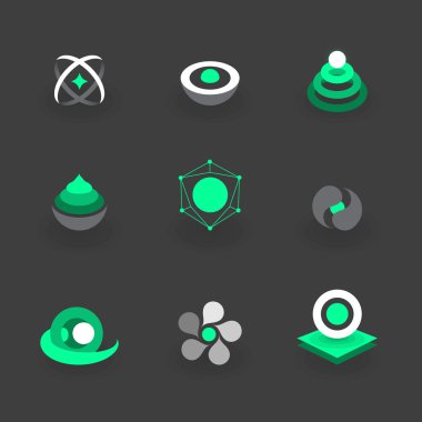 2 modern ve asgari geometrik Logo unsurlar simgesi ayarla