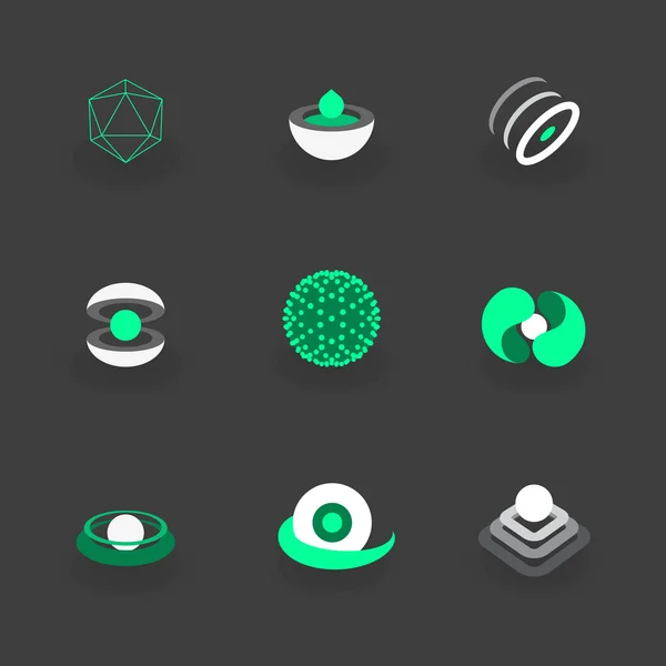 Modern and Minimal Geometric Logo Elements icon set 3 — Stock Vector