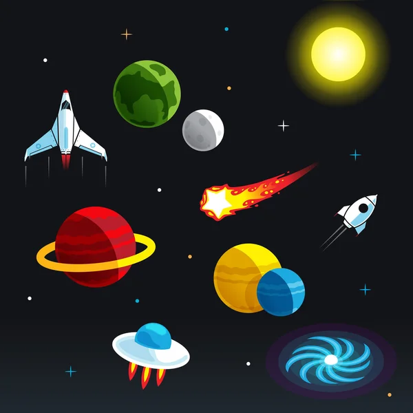 Cartoon Space Elements for infography — стоковый вектор