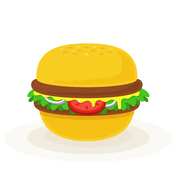 Cartoon Vector Hamburger ícone isolado no branco — Vetor de Stock