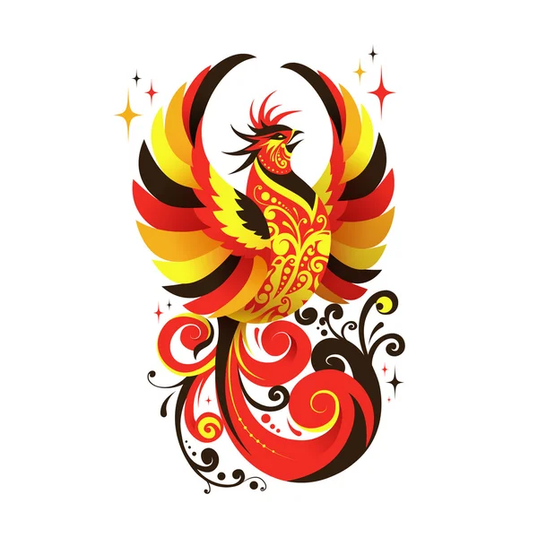 Vector Phoenix National Russian Bird Logo Emblema aislado sobre fondo blanco — Vector de stock