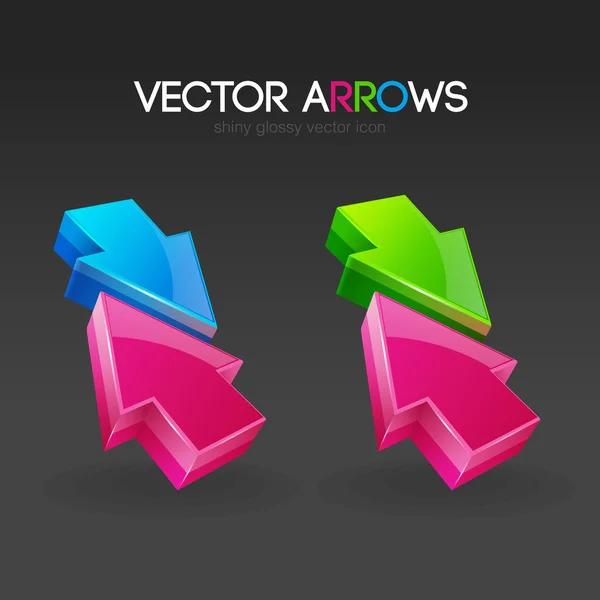 Brillante brillante Aqua 3-D Flechas Vector iconos — Vector de stock