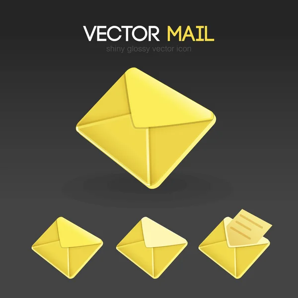 Shiny Glossy Aqua 3-D Mail letter Vector icon — Stock Vector