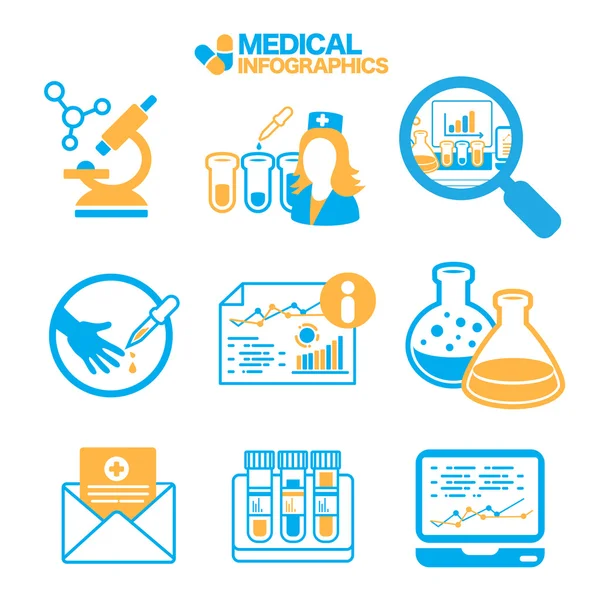 Flat Simple Info médicale graphique vectoriel icônes éléments illustration sur blanc — Image vectorielle