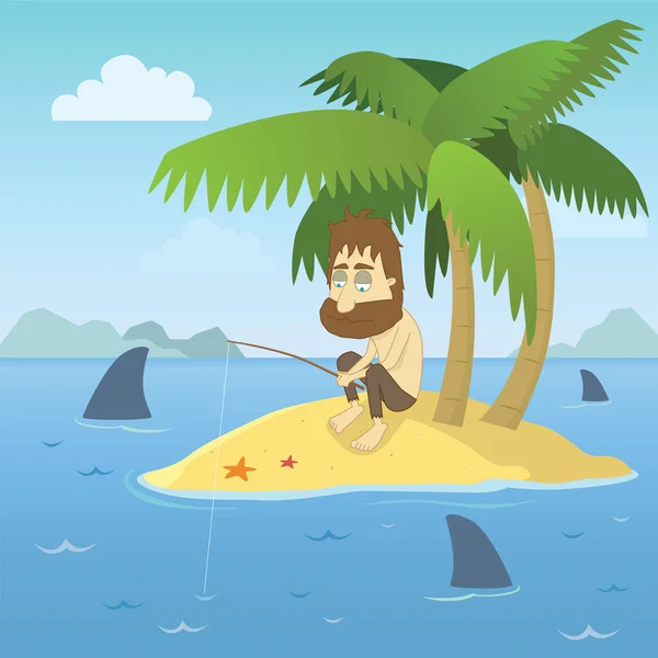 Shipwrecked Guy — Stockvector