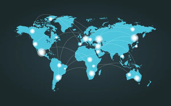 Conexión de mapa del mundo — Vector de stock