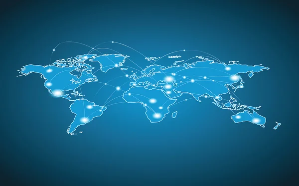 Mapa světa - globální připojení — Stockový vektor