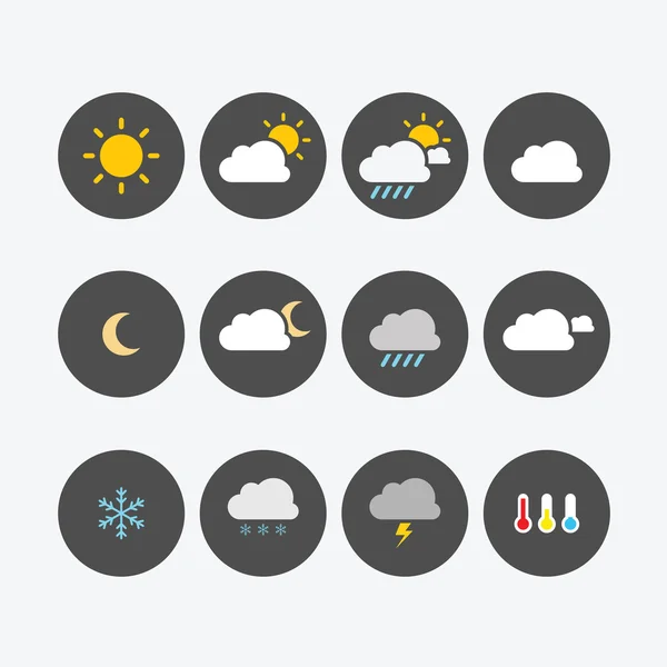Väder ikoner enkel platt — Stock vektor