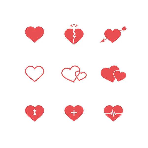 Conjunto de símbolos corazón — Vector de stock