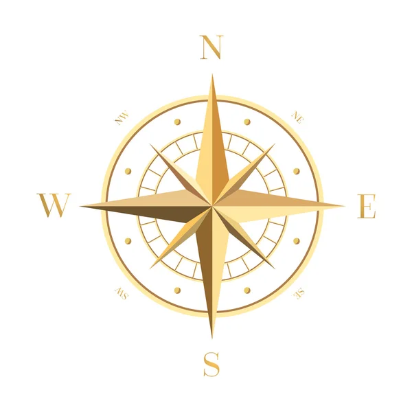 Gold Compass Rose — Stock Vector