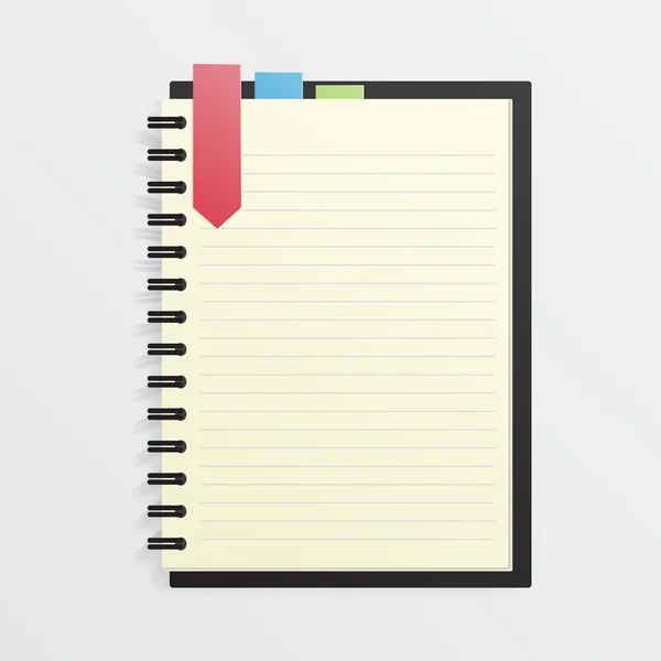 Prázdné notebook s záložka — Stockový vektor