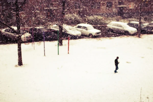 หิมะแรกในเมือง — ภาพถ่ายสต็อก