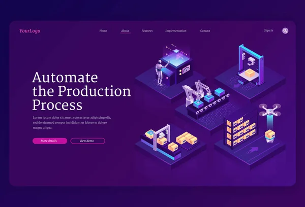 Tecnologías para automatizar el proceso de producción — Vector de stock