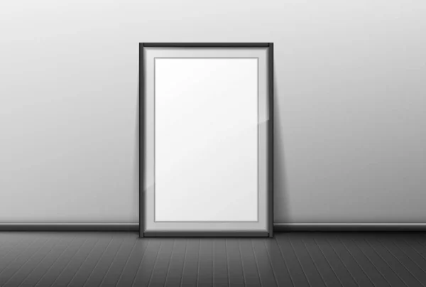 Blank frame on grey wall background, empty border — Stock Vector