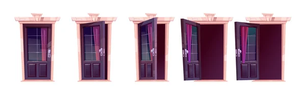 Мультфильм двери открытия движения последовательность анимации набор — стоковый вектор