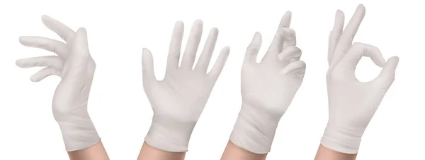 Gants en nitrile à l'avant ou sur le côté ensemble isolé — Image vectorielle