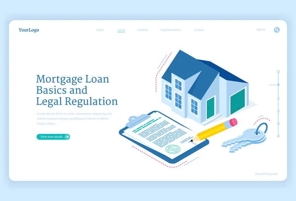 stock vector Mortgage loan regulation isometric landing page