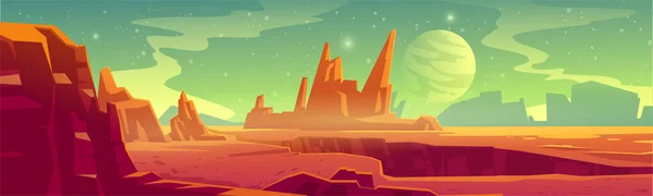 Alien Planet Landschaft, Oberfläche des Mars — Stockvektor