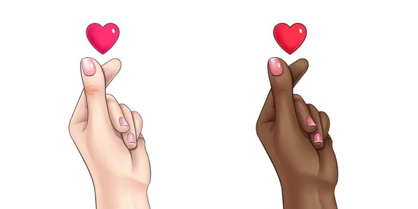 Koreai ujj szív szimbólum azt jelenti, szeretlek hangul — Stock Vector