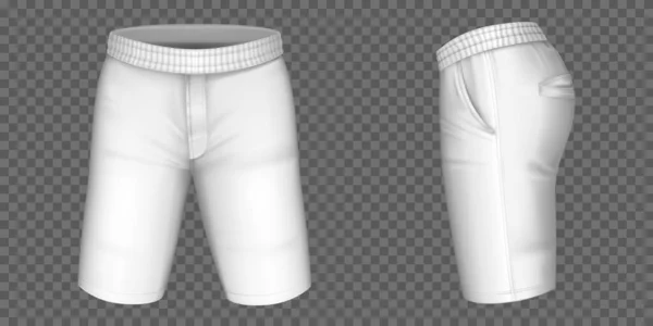 Pantalones cortos blancos para hombres vector mockup, pantalones masculinos — Archivo Imágenes Vectoriales