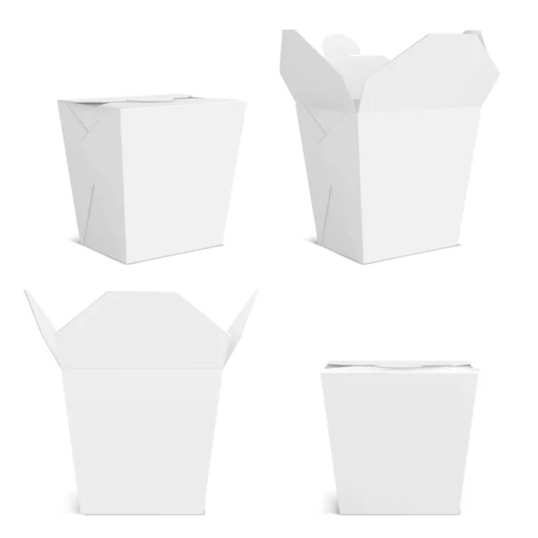 Wok box mockup, em branco levar recipiente de comida — Vetor de Stock