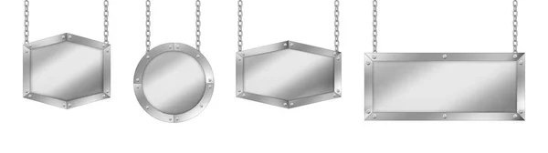 Panneaux vectoriels en métal suspendus aux chaînes — Image vectorielle