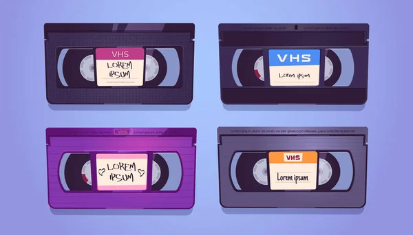 Cassetes VHS, fitas antigas para sistema de vídeo home — Vetor de Stock