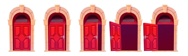Desenhos animados abertura da porta animação sequência de movimento — Vetor de Stock