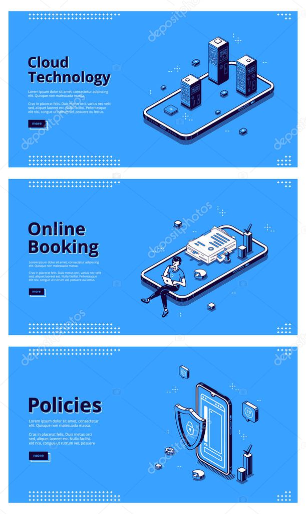 Vector banners of online services for smartphone
