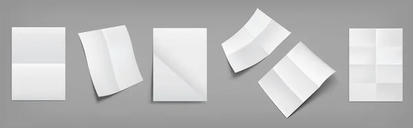 Opgevouwen witte posters, blanco vellen papier — Stockvector