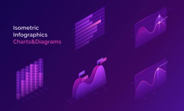 Isometric infographic charts and diagrams clipart