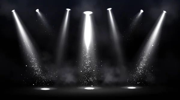 Bühne von Scheinwerfern mit Rauch beleuchtet — Stockvektor