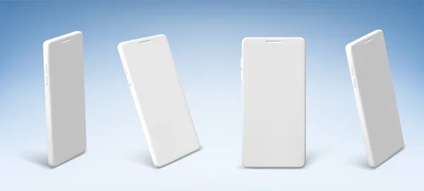Λευκό κινητό τηλέφωνο, clay smartphone mockup — Διανυσματικό Αρχείο