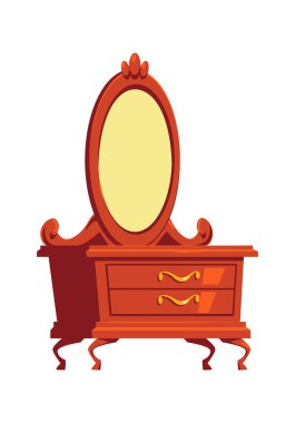 Geriye dönük çekmeceler, aynalı tuvalet masası.