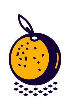 Meyve izometrik simgesi, yapraklı turuncu, elma