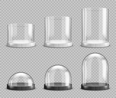 Gerçekçi cam kubbeler ve silindirler, hediyelik eşyalar.