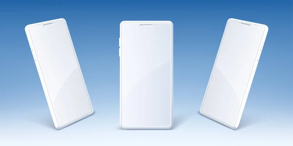 Téléphone portable blanc, maquette de smartphone — Image vectorielle
