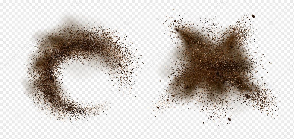 Explosion of coffee bean and powder splash