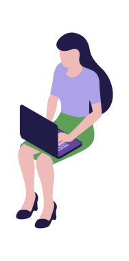 Dizüstü bilgisayarı olan iş kadını