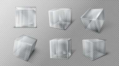 Farklı açı görünümünde plastik veya cam küp