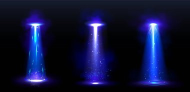 Ufo ışık huzmeleri, uzay gemisinden mavi ışınlar