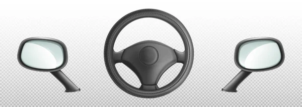 Auto-Lenkrad und Seitenspiegel — Stockvektor