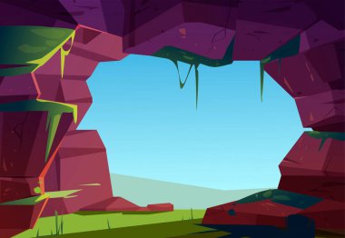 Dağdaki mağaraya giriş, kayadaki delik, mağara