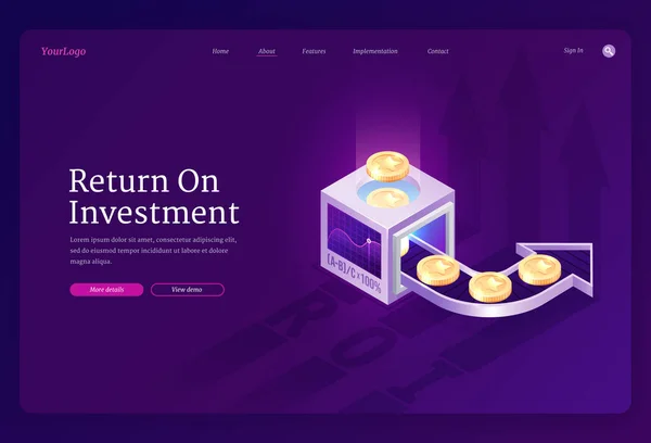 Vektor-Banner des Return on Investment, ROI — Stockvektor