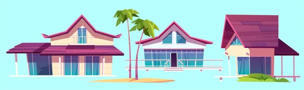 Casas de verano, bungalows en la playa del mar — Archivo Imágenes Vectoriales